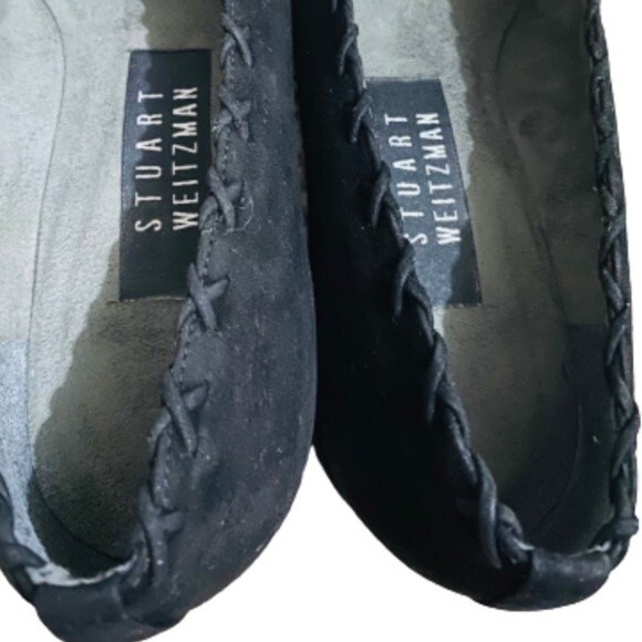 Stuart Weitzman Womens/Girls Bixby Suede Classic Shoes w/ Cross Stitching Detail - Picture 7 of 8